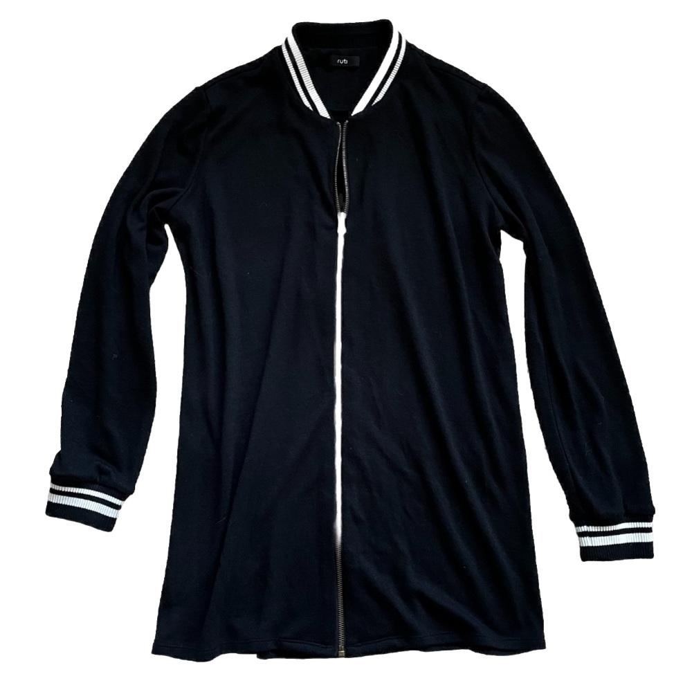 RUTI FULL ZIP SWEATER SPORTY ACADEMIA PREPPY MODERN MINIMALIST CHIC SOFT - Picture 6 of 6